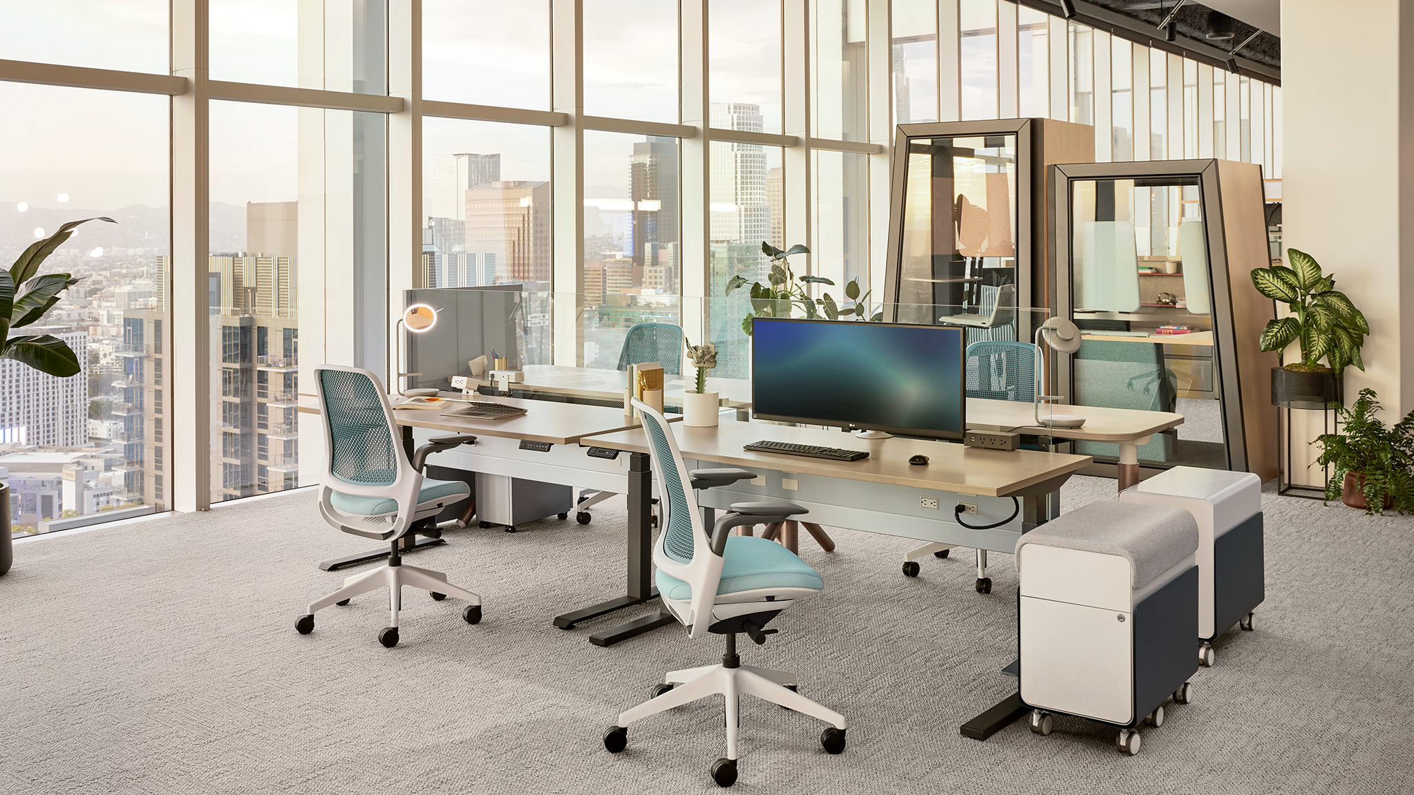 Steelcase Series 1 chairs in a modern office by a window