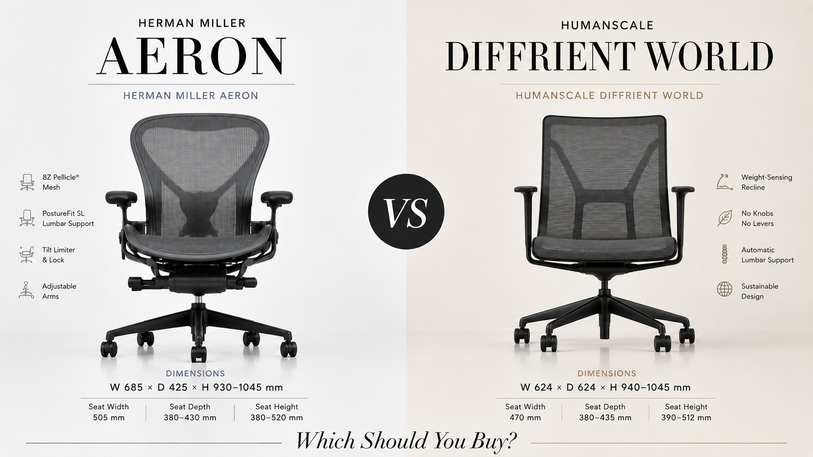 Herman Miller Aeron vs Humanscale Diffrient World: Which Should You Buy?