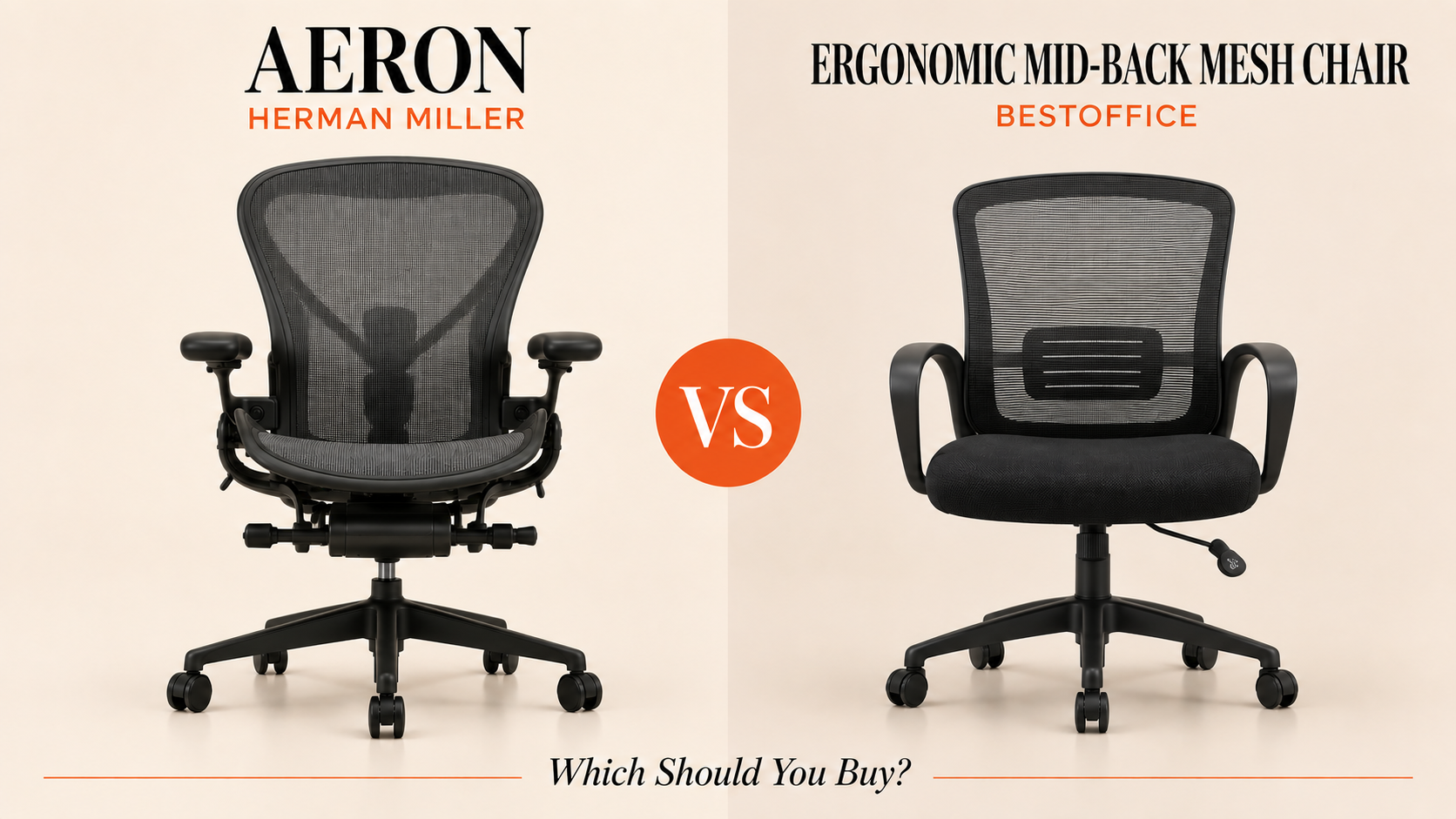 Herman Miller Aeron vs BestOffice Ergonomic Mid-Back Mesh Chair: Which Should You Buy?
